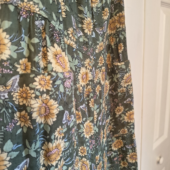 Natural Life Dakota Overalls- Green Butterfly Floral - Picture 3 of 3